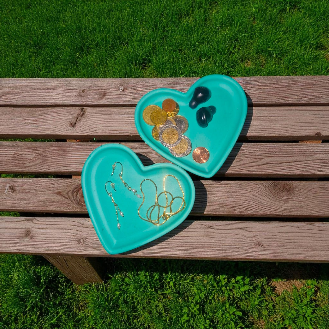Grande coupelle cœur turquois
