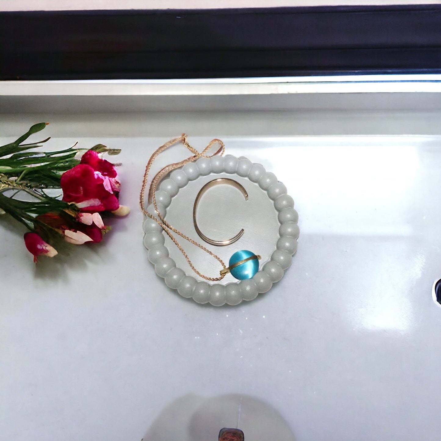 Plateau Bulle gris en jesmonite