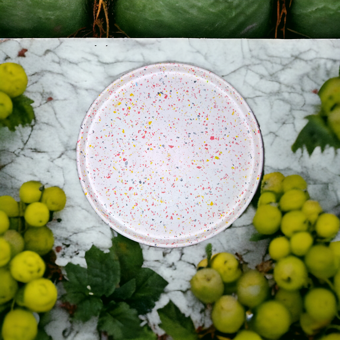 Plateau rond terrazzo multicolore